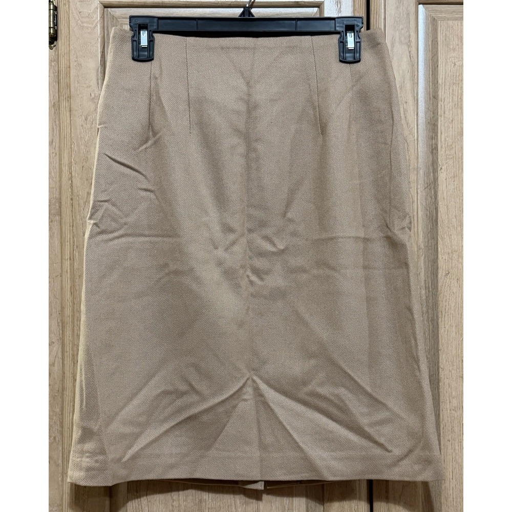 J. G. Hook 100% Wool Pencil Straight Skirt Size 8 Brown Lined Back Zip Slit